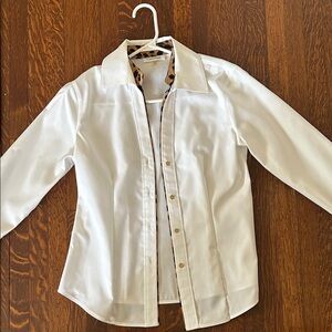 Calvin Klein White Shirt with Leopard Print Collar